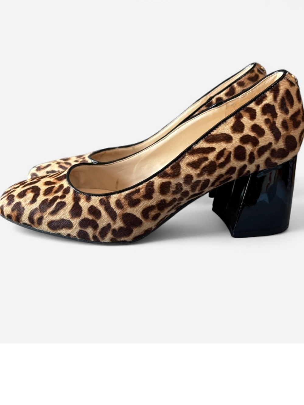 Leopard Print Block Heel Pumps - Women